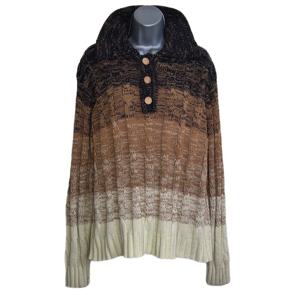 Oleg Cassini by Burma Women's Knit Cardigan Button Up Ombre Sweater M